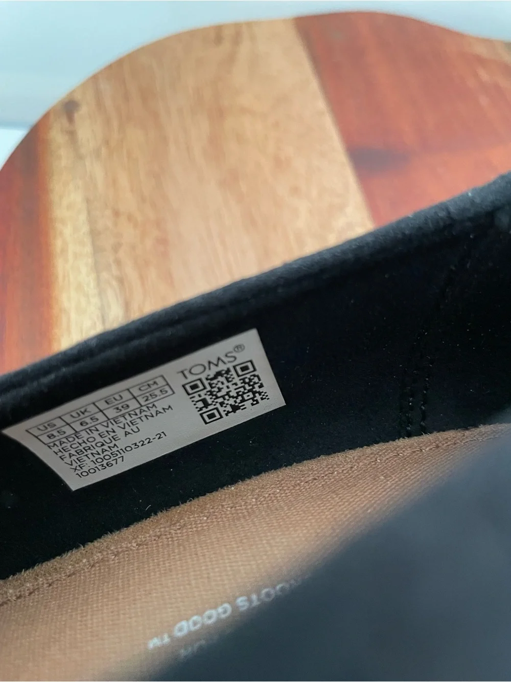 TOMS Black Canvas Cork Wedge Peep-Toe